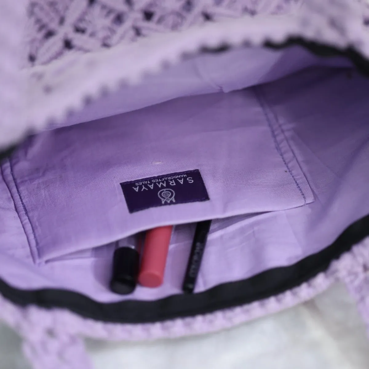 Lavender Macrame Tote Bag