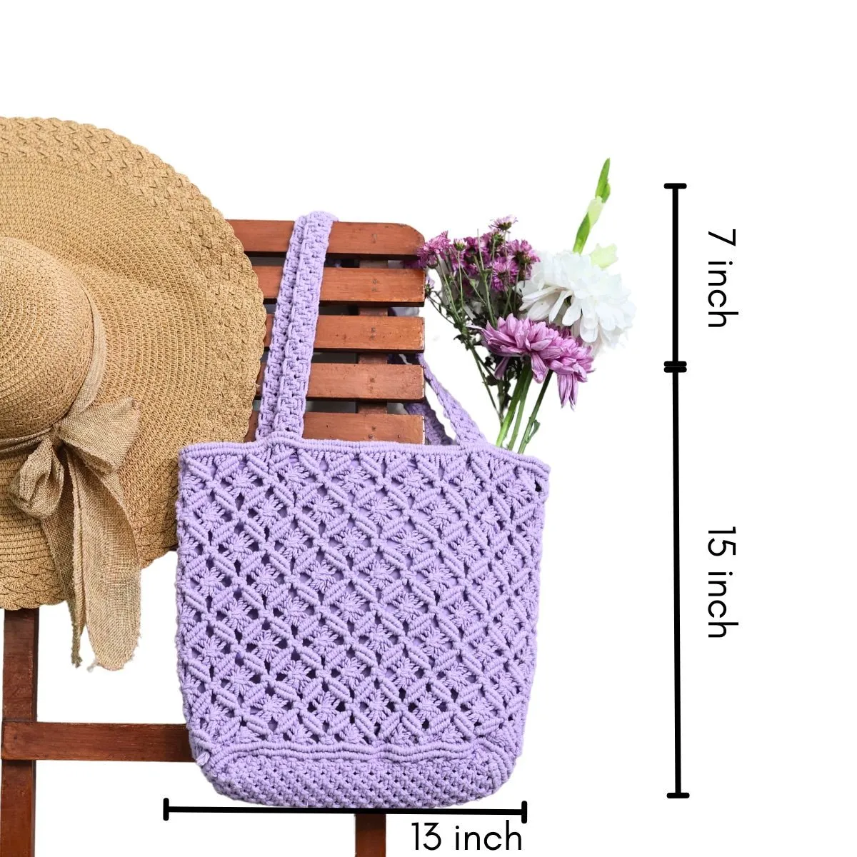 Lavender Macrame Tote Bag