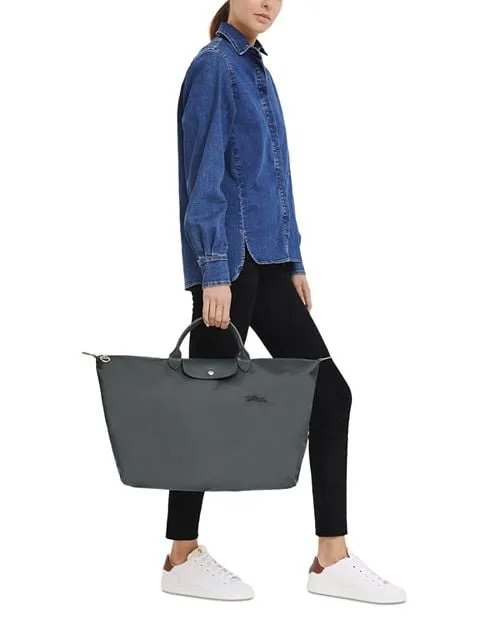 Le Pliage Large Green Travel Bag Made from Longchamp Recycled Nylon, Gray