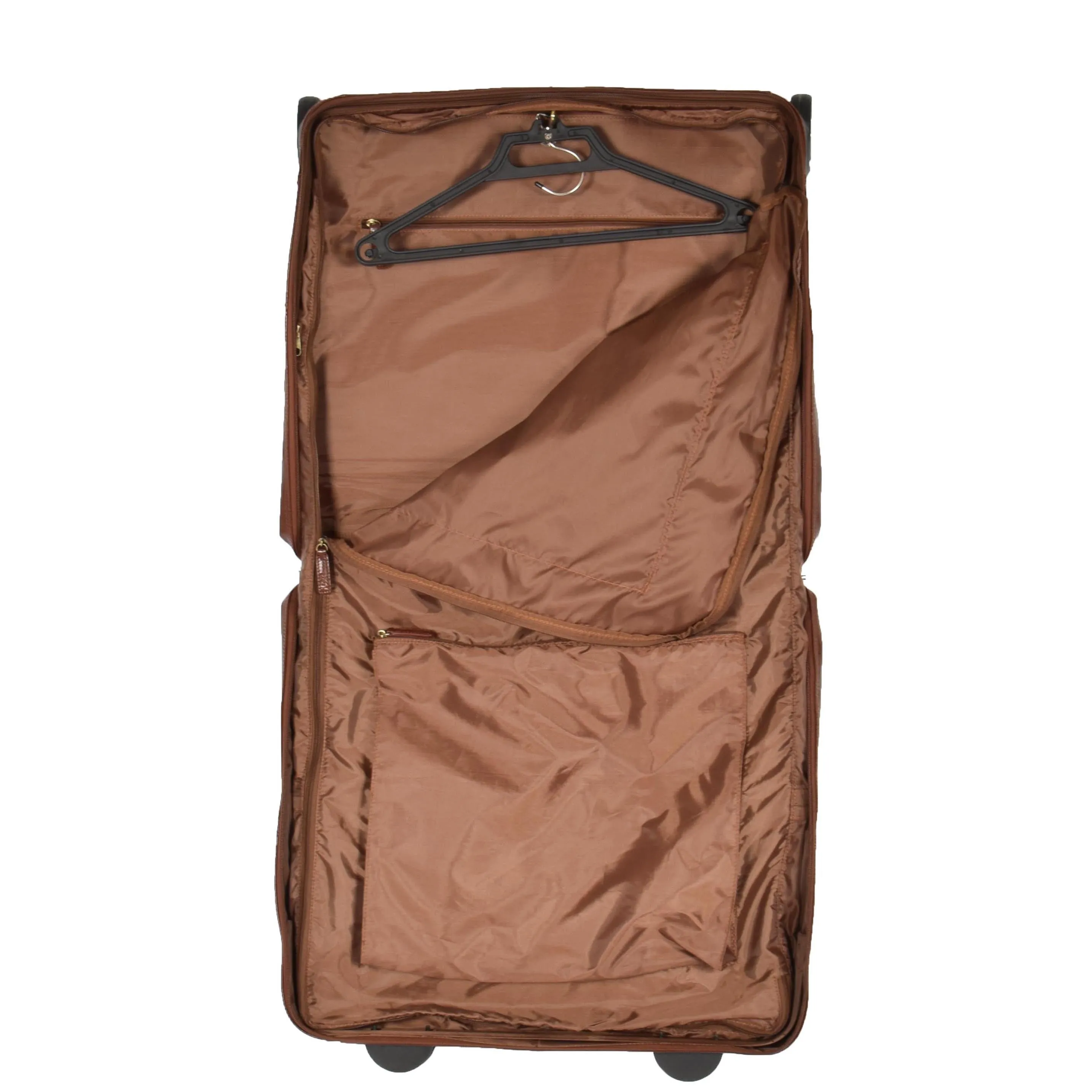 Leather Suit Carrier with Wheels HOL13 Chestnut Tan