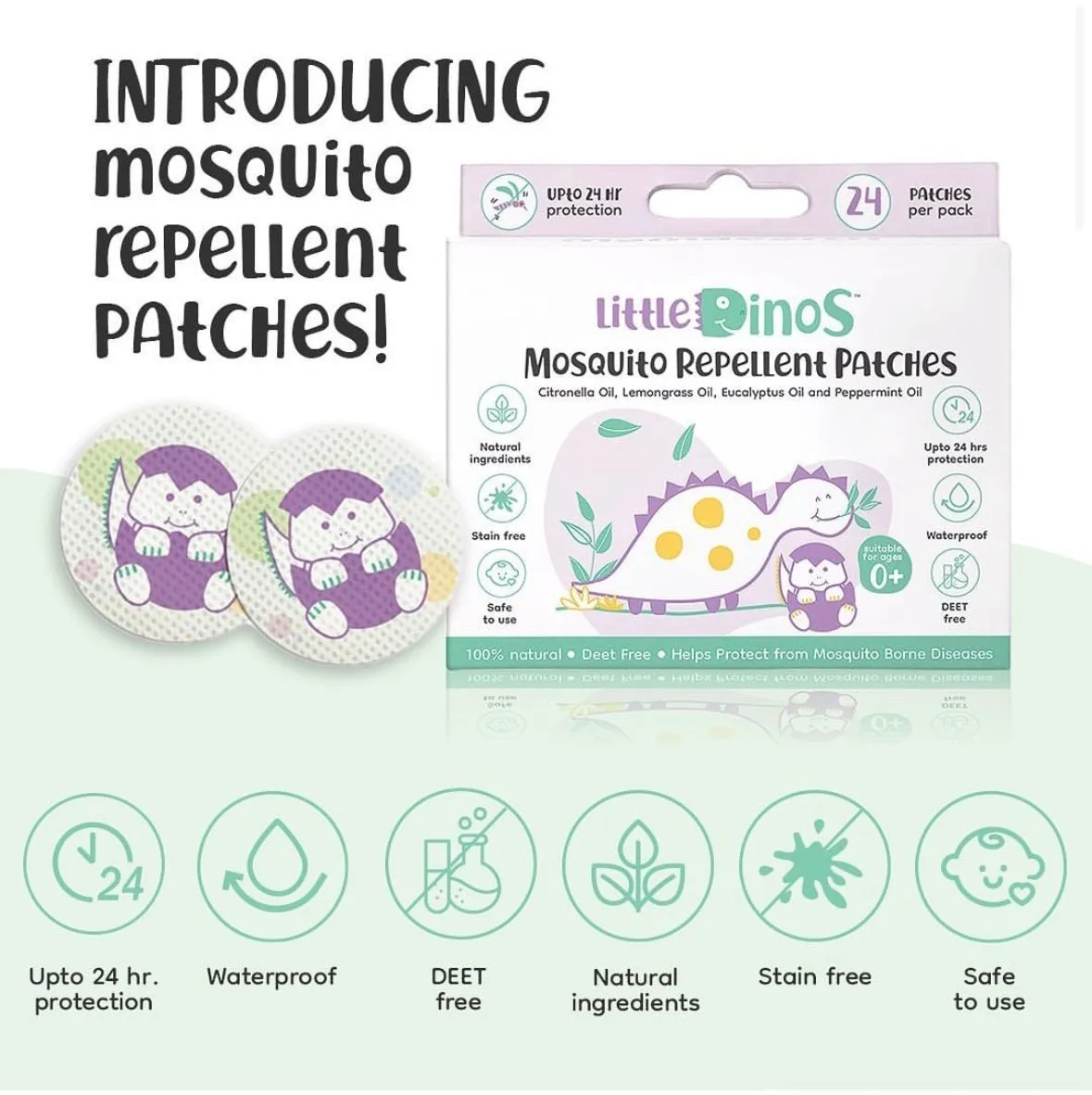 Little Dinos-100% Natural Mosquito Repellent Patches