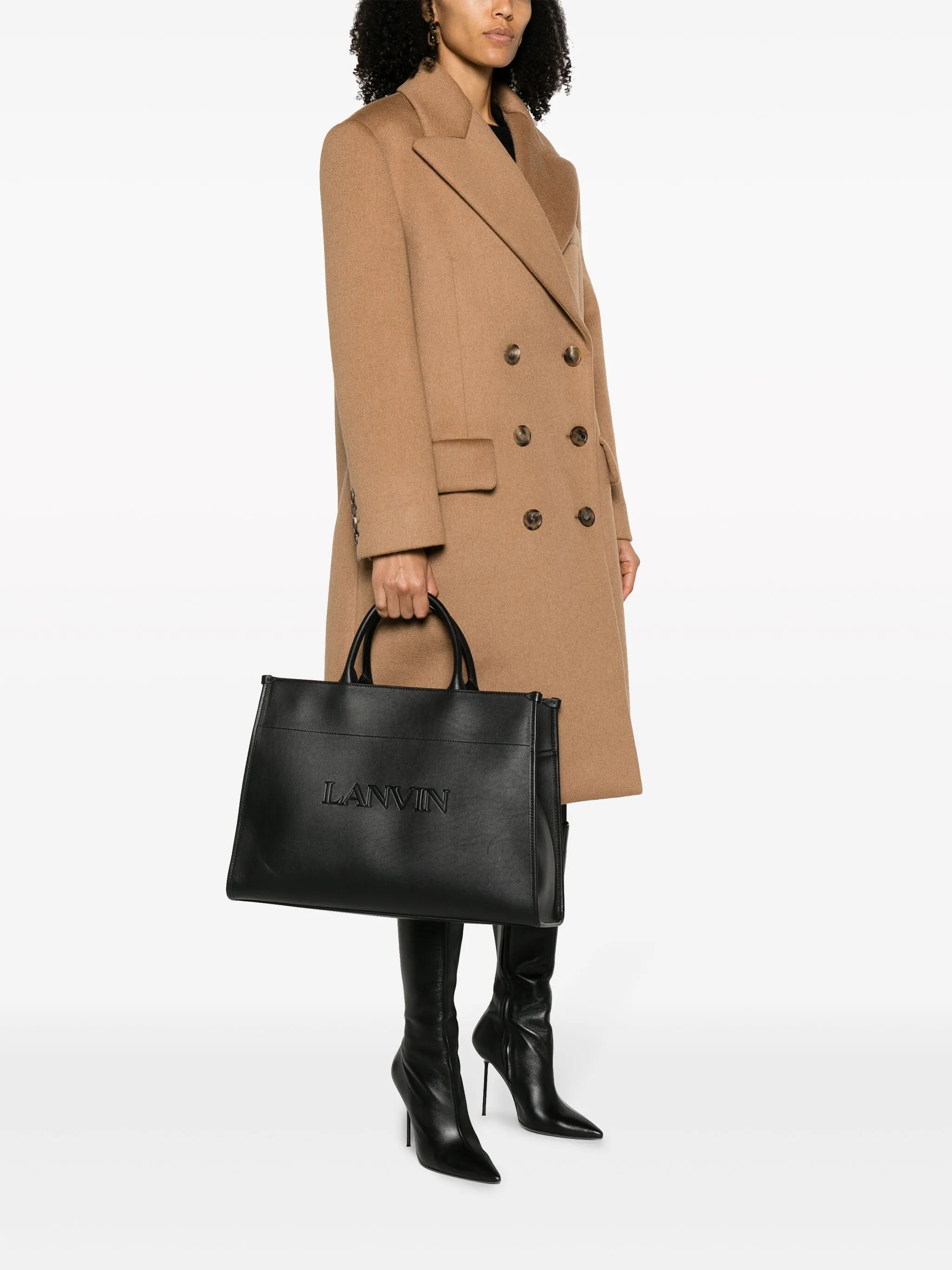 Logo-Embossed Leather Tote Bag