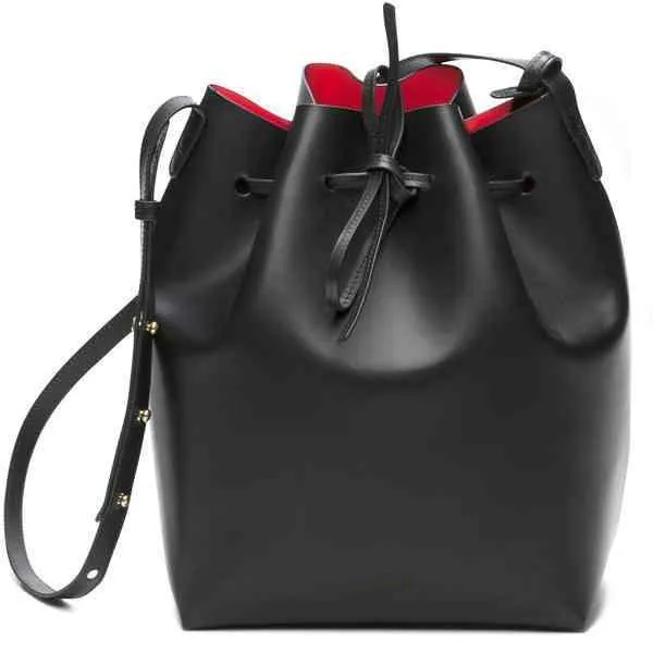 MANSURSTUDIOS bucket bag, mansur women split leather shoulder bag