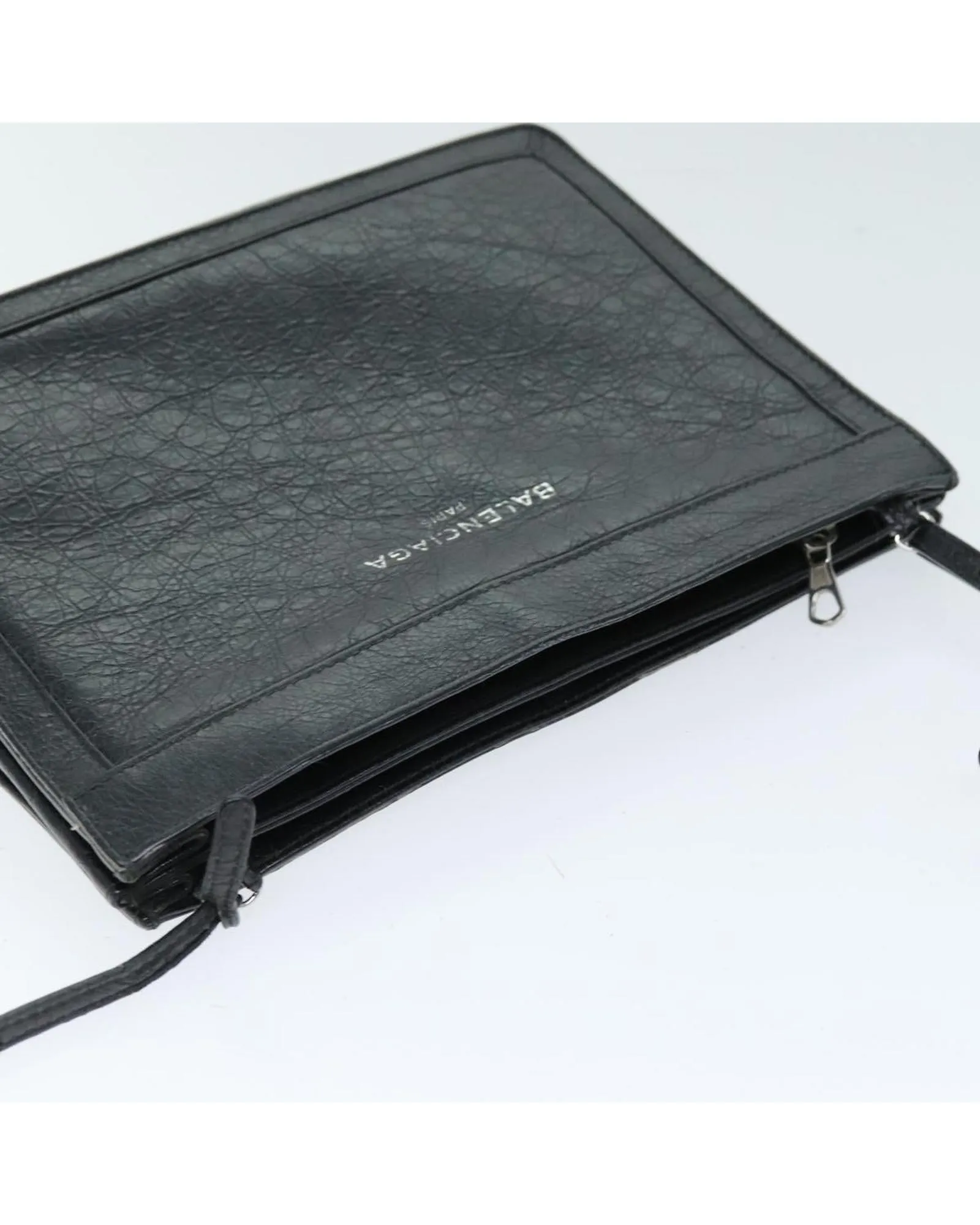 Navy Leather Pochette Shoulder Bag by Balenciaga