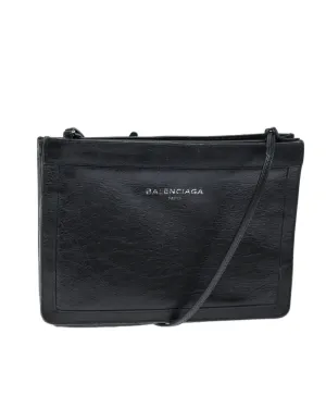 Navy Leather Pochette Shoulder Bag by Balenciaga