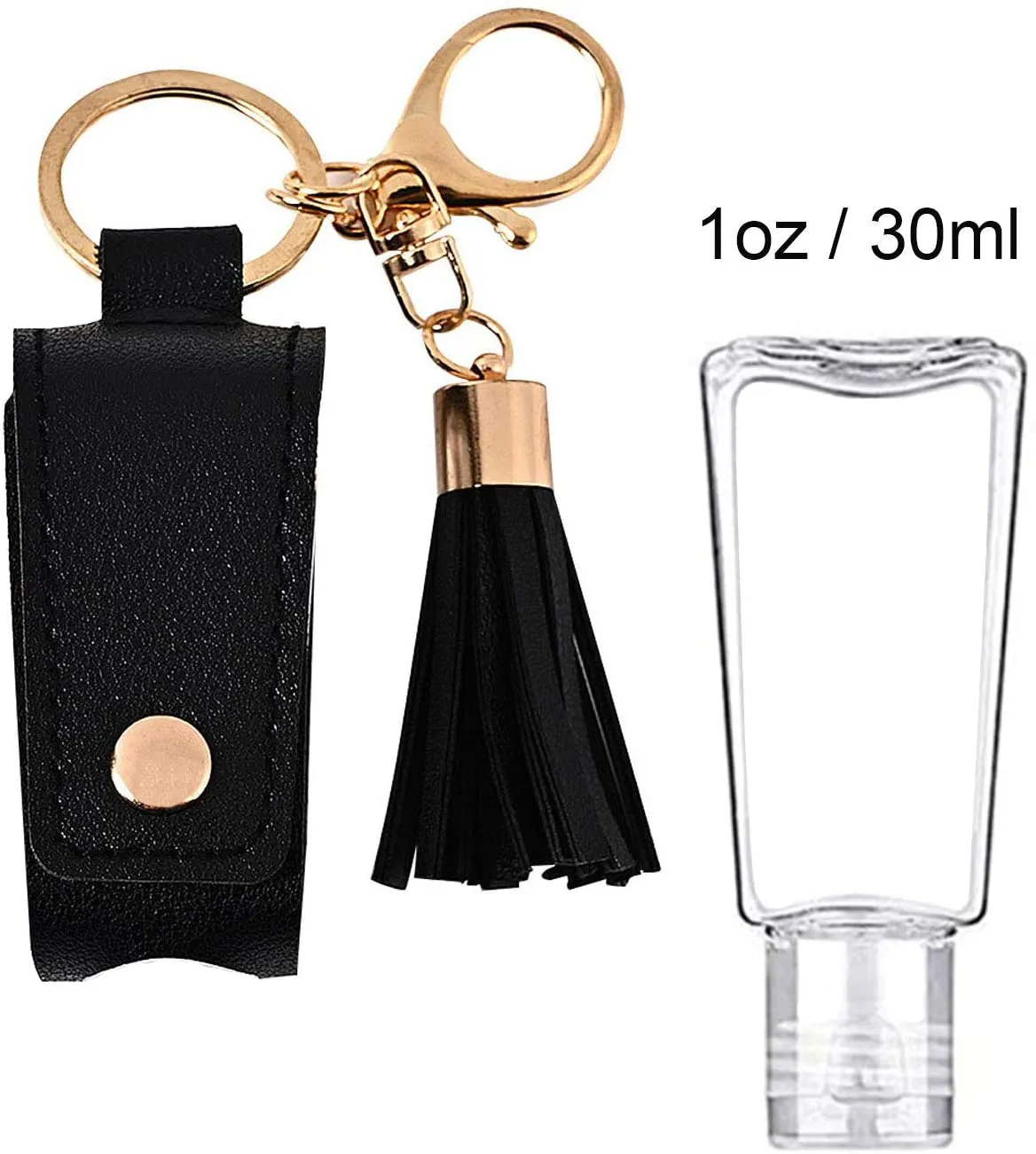 Portable Empty Travel Bottle Keychain Hand Sanitizer Bottle Holder 3 Pack 1Oz / 30Ml Small Squeeze Bottle Refillable Containers for Toiletry Shampoo Lotion Soap (White Pink Blue)