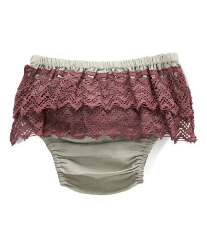 Set of 4 - Diaper Covers with Contrasting Double Lace Detail