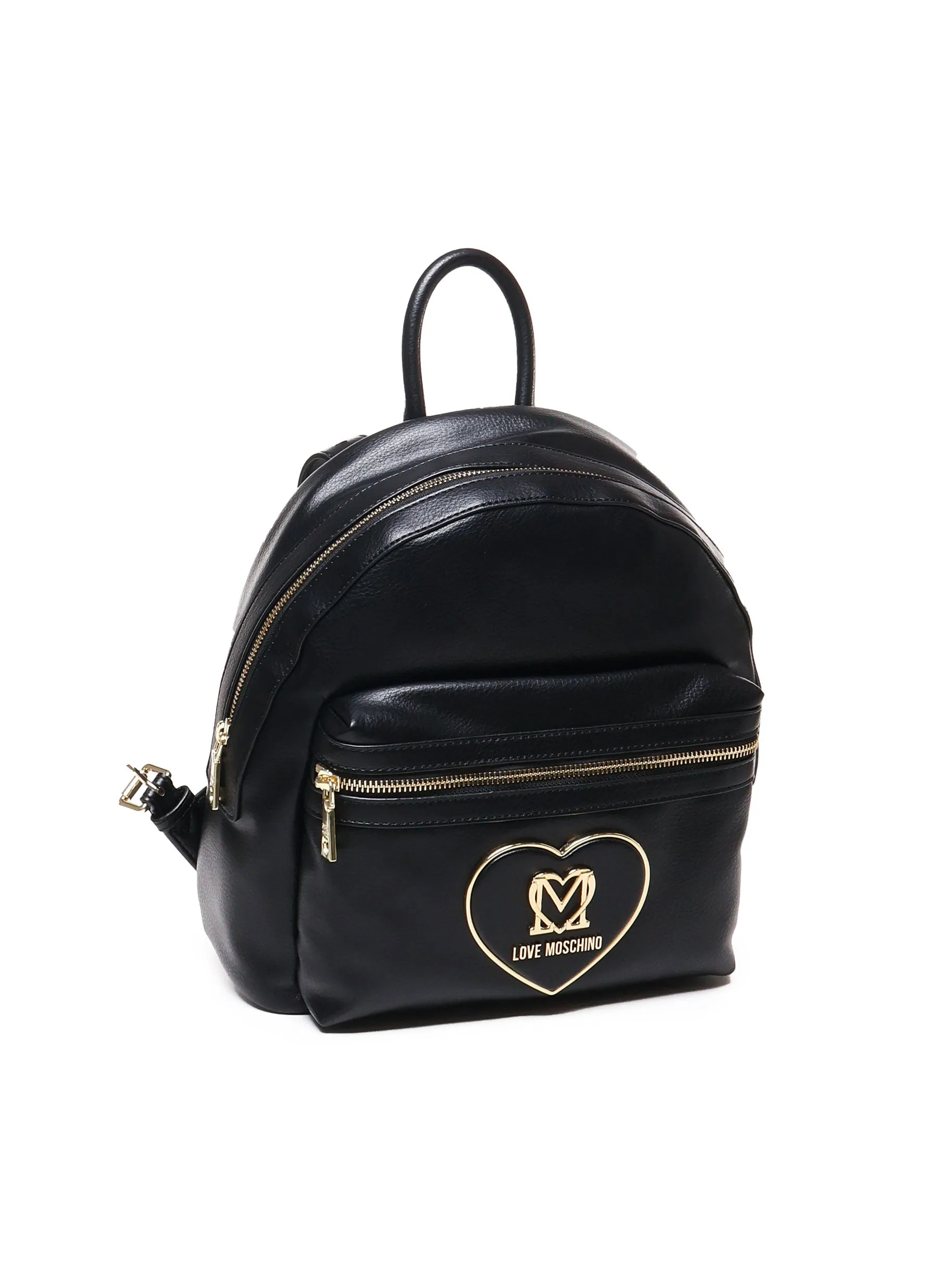 Smooth Leather Round Backpack in Black