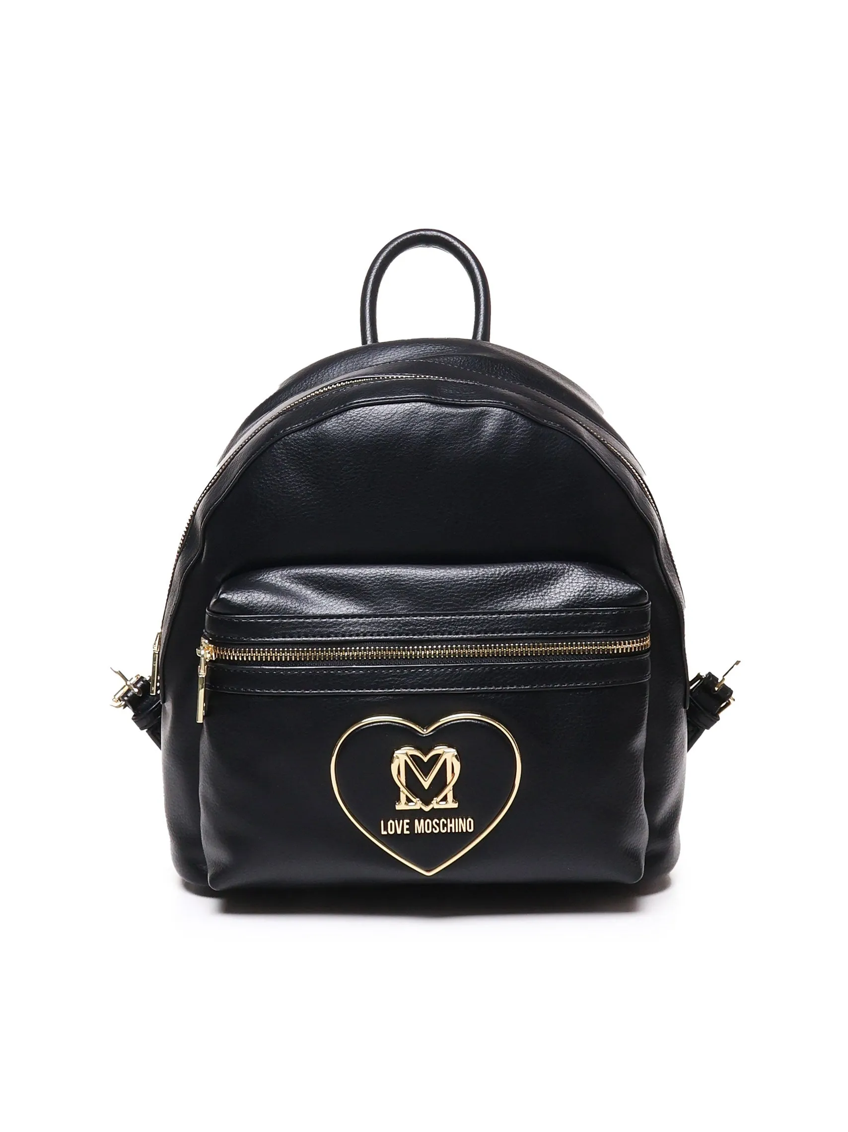 Smooth Leather Round Backpack in Black
