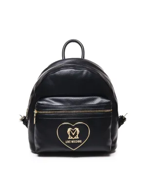Smooth Leather Round Backpack in Black