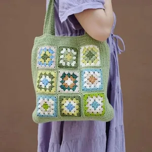 Sohiwoo Hand woven shoulder bag, storage bag, parquet bag, simple, fashionable, convenient and easy to use