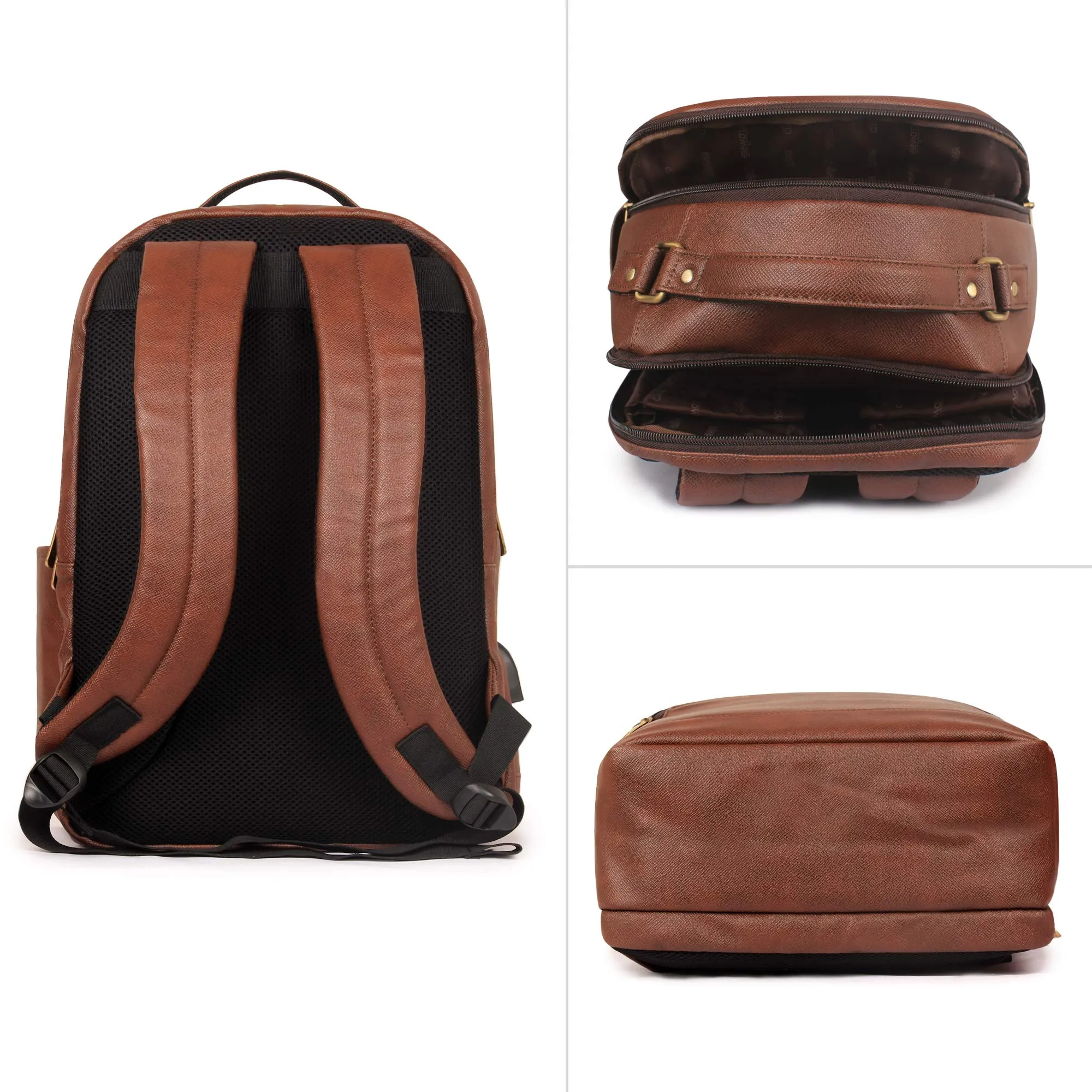 THE CLOWNFISH Victor 27 liters Vegan Leather Mature Unisex Laptop Backpack for 14 inch Laptop (Amber)