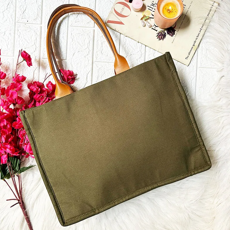 Tulip Pastel Pink Chain Stitch Hand Embroidery Canvas Book Tote Bag