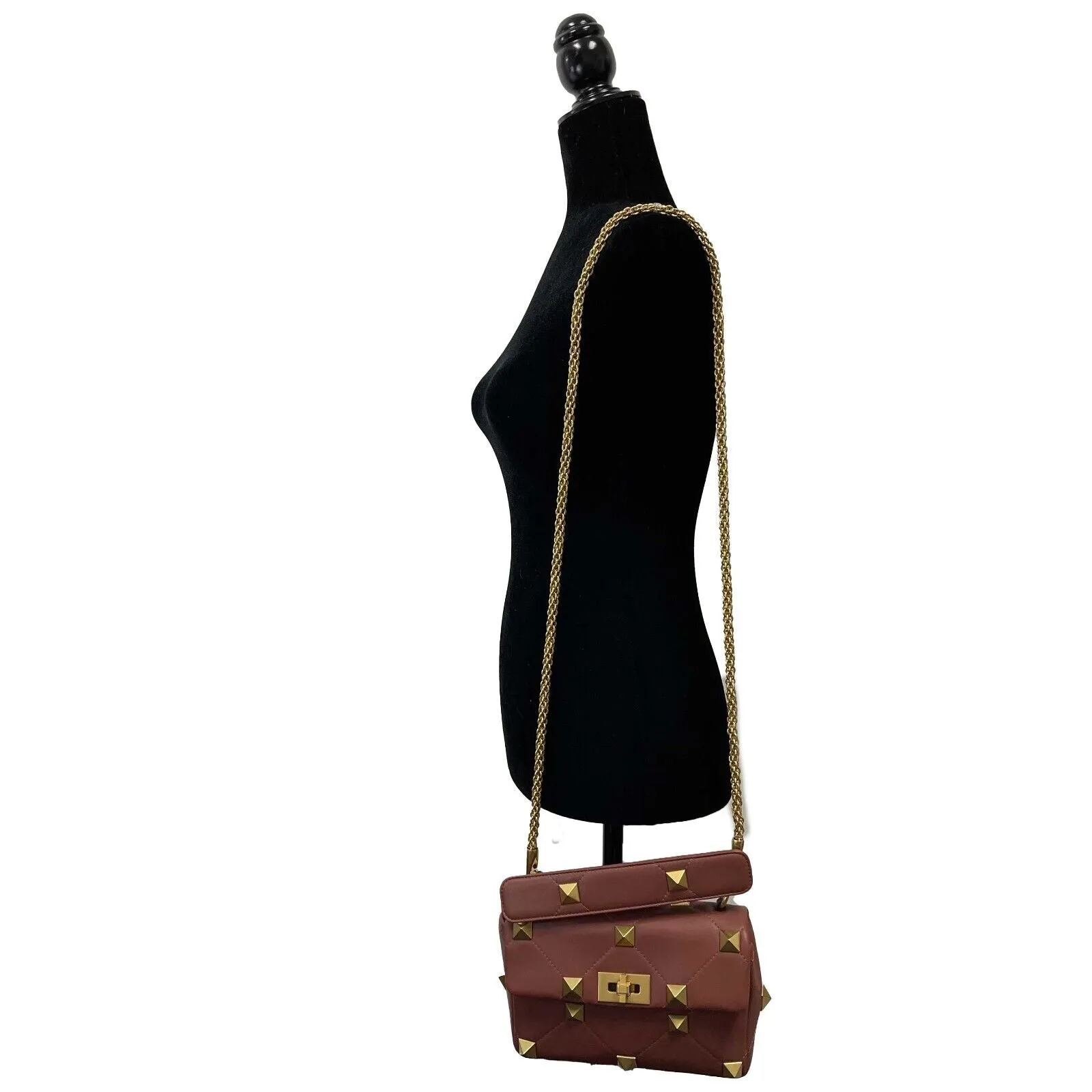 Valentino Garavani Roman Stud Medium Quilted - Ginger - Top Handle Shoulder Bag