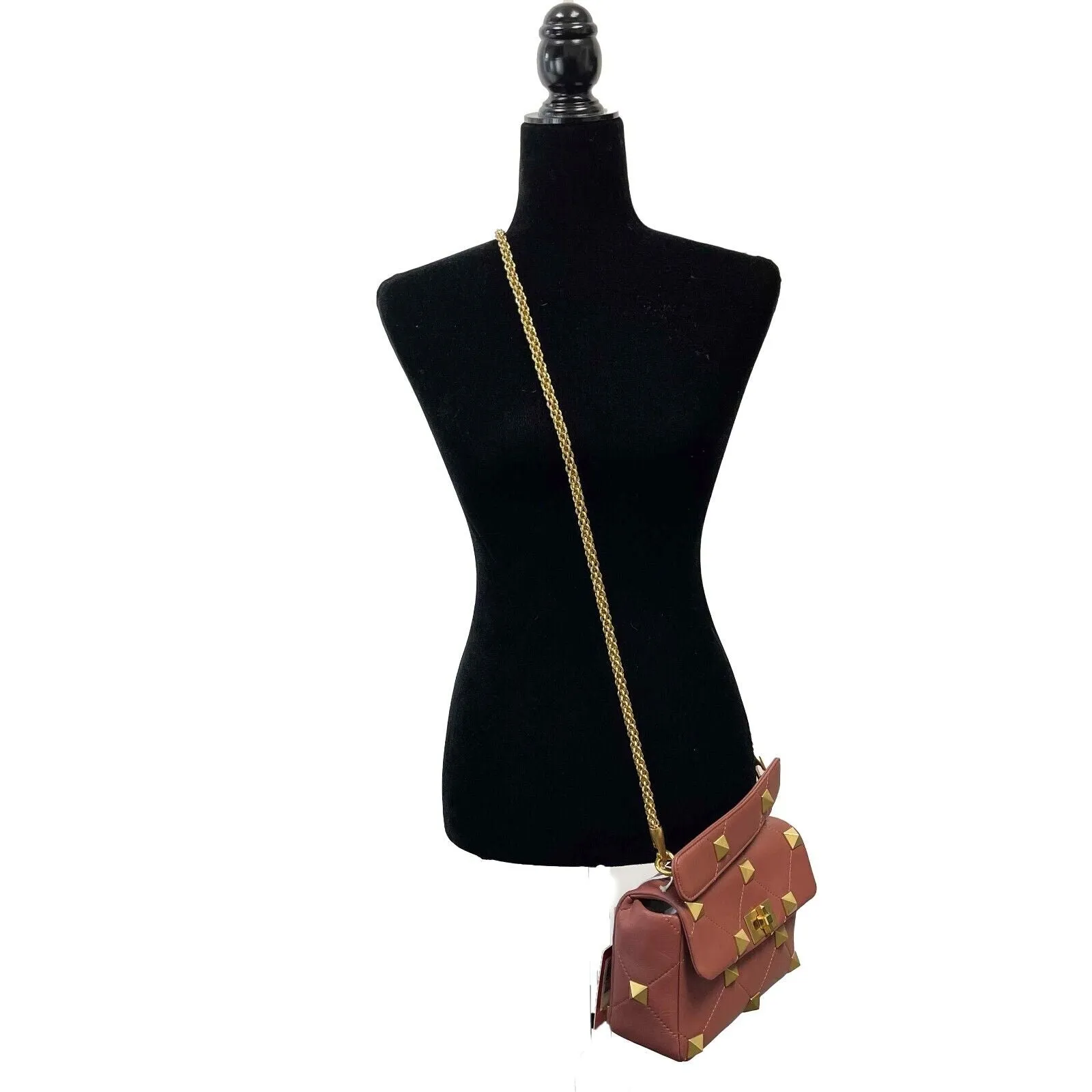 Valentino Garavani Roman Stud Medium Quilted - Ginger - Top Handle Shoulder Bag