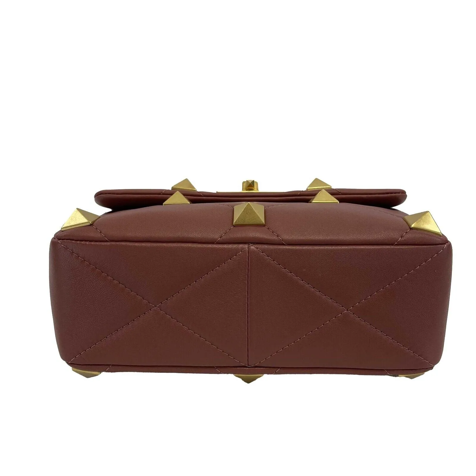 Valentino Garavani Roman Stud Medium Quilted - Ginger - Top Handle Shoulder Bag
