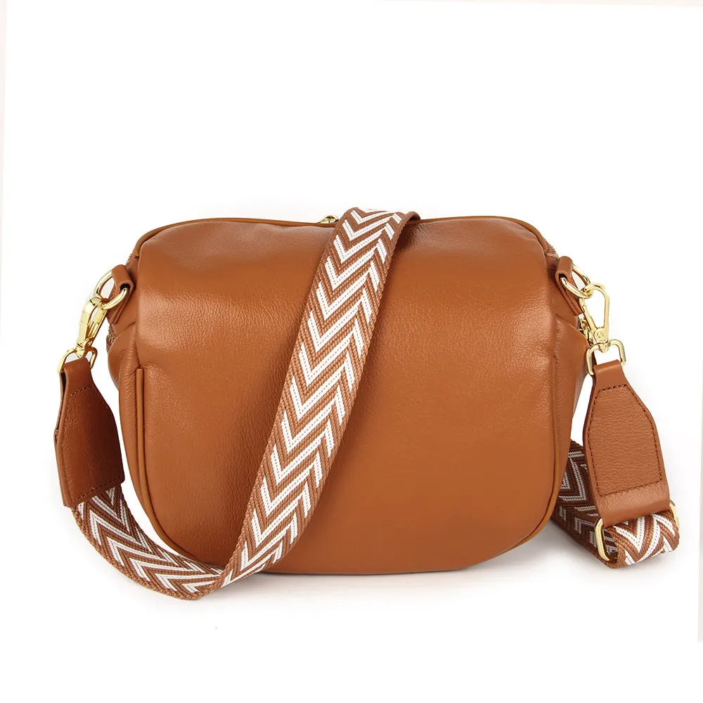 Voyager Double Front Zip Bag - Tan with Gold Hardware