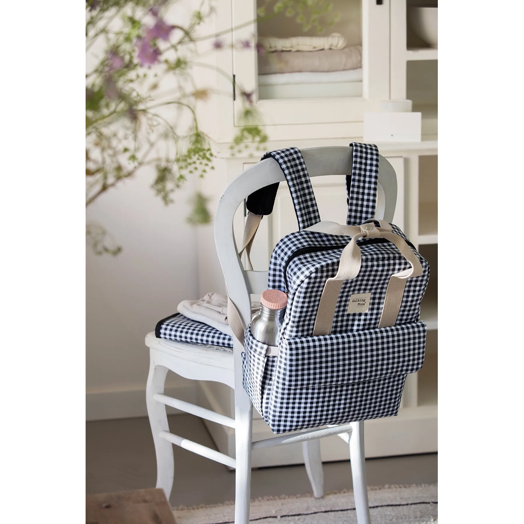 Walking Mum I Love Vichy Black Backpack Diaper Changing Bag