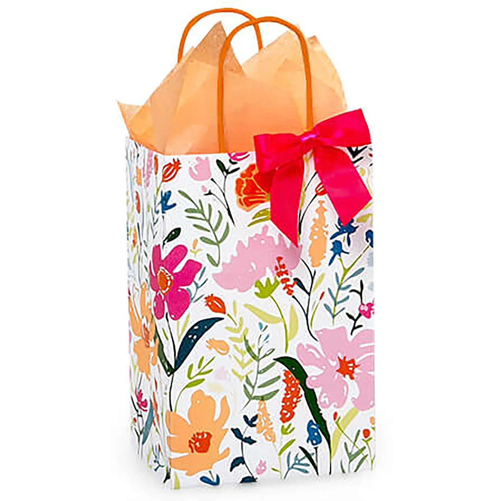 Wildflower Fields Paper Gift Bags and Party Favor Bags, 5.25"x3.5"x8.25" (12 Pack)