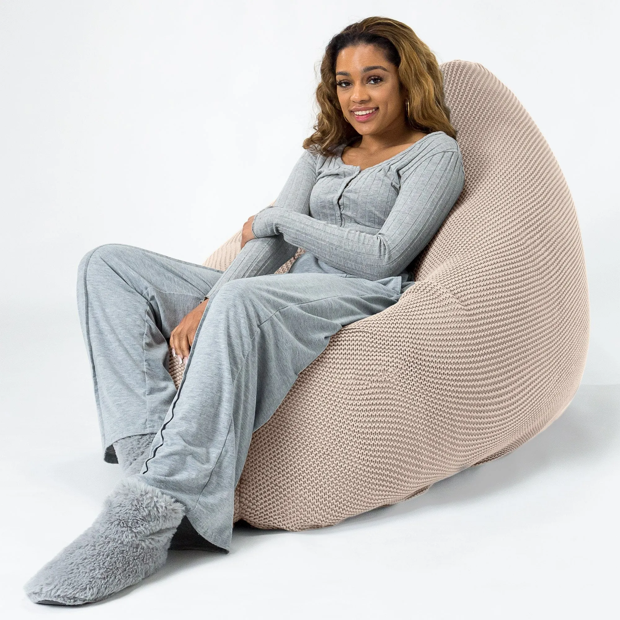 XL Pillow Beanbag - Ellos Knitted Cream